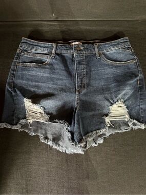 sofia by sofia vergara Dark Blue Ripped Denim Shorts
